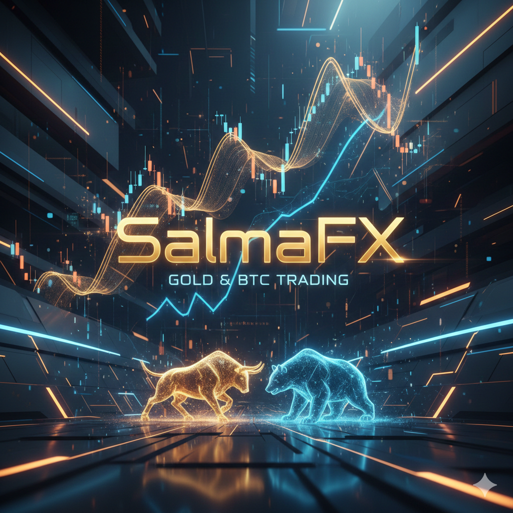 SalmaFX AI premium gold blue trading platform visual